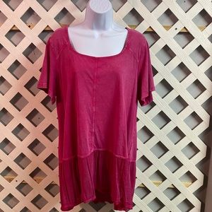 LOGO by Lori Goldstein Distressed Cotton Slub Broomstick Bottom Wild Rose Large